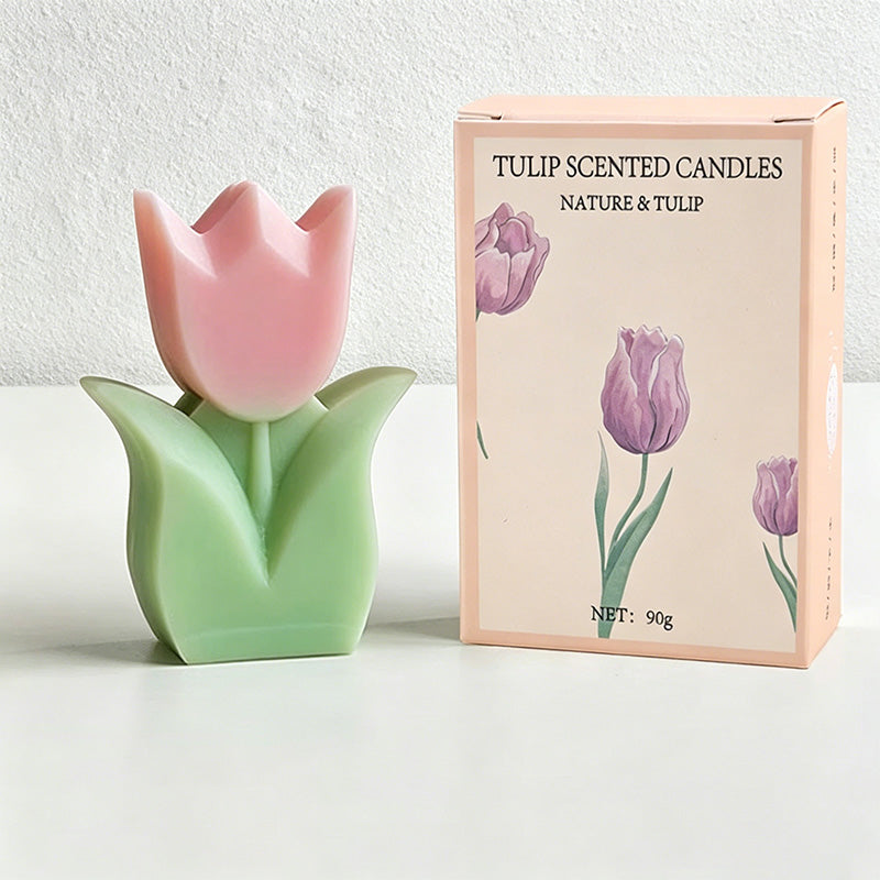 CouldNook 3D Tulip Flower Scented Candle - Pastel Spring Aesthetic Decor