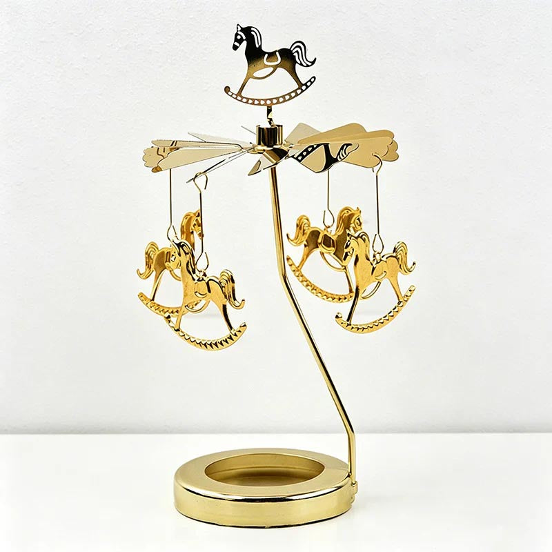 Rotating Carousel Candle Holder Candle Making Kits - Golden Spinning Tealight Carousel