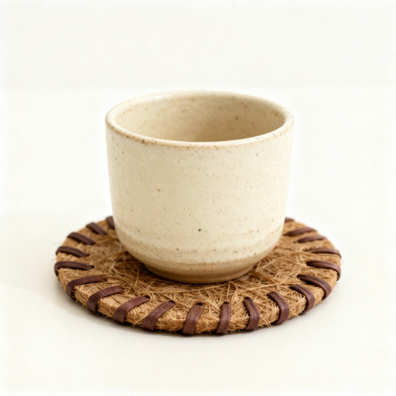 CouldNook Natural Coir Woven Tea Coaster - Rustic Zen Cup Mat