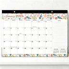 English 2026-2027 Wall Calendar - Floral Art Monthly Planner