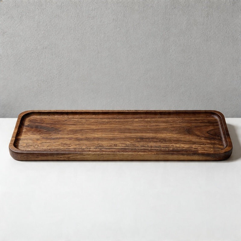 Acacia Wood Rectangular Serving Plates - 2 Sizes for Tea, Coffee & Food Service