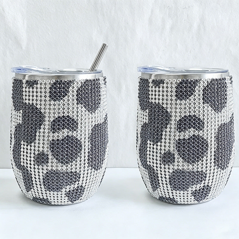 CouldNook 12oz Bling Rhinestone Stemless Wine Tumbler - Clear Lid & Straw (Solid Color Series)