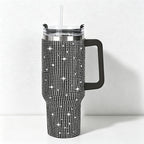 CouldNook 40oz Rhinestone Tumbler-Stainless Steel Vacuum Insulated Ice Tumbler with Handle & Straw
