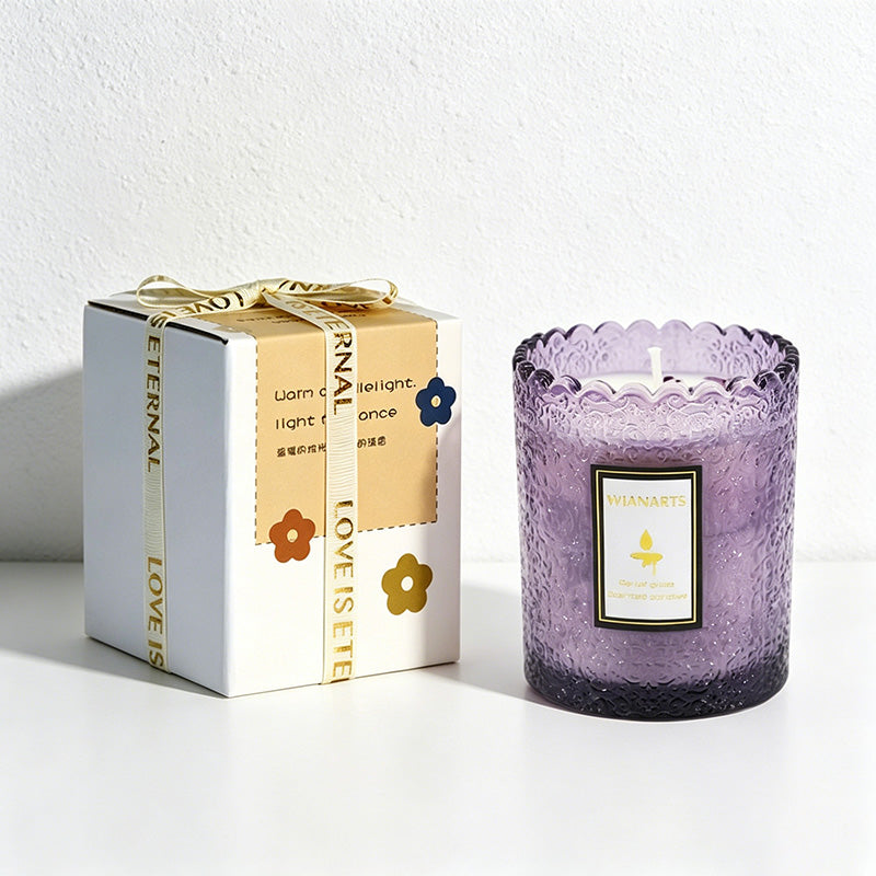 CouldNook Scented Candles - French Embossed Glass Scalloped Candle