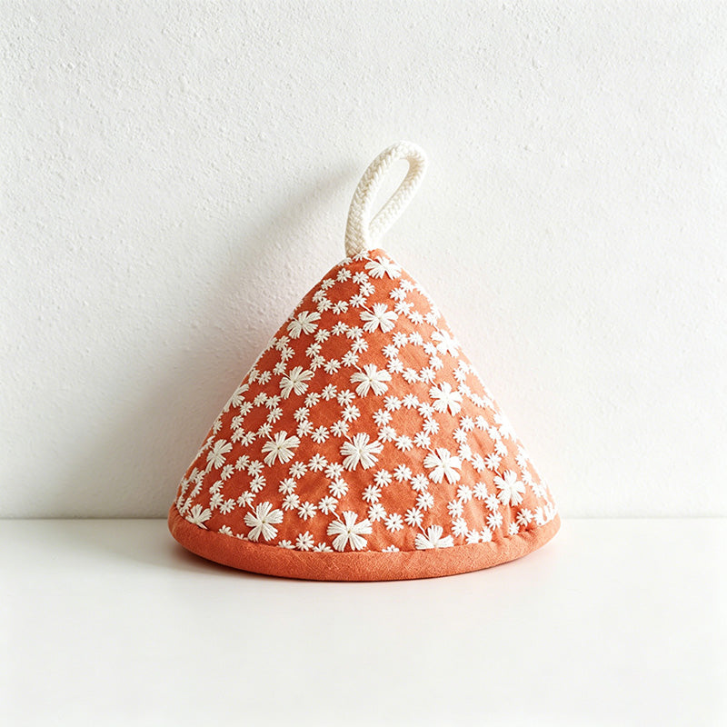 CouldNook Embroidered Floral Triangle Pot Holder - Cottagecore Mini Mitt