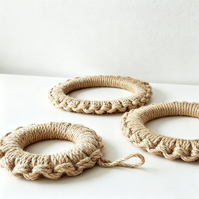 CouldNook Natural Jute Woven Trivet Ring - Rustic Hemp Pot Holder