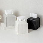Woven PU Tissue Box - Leather Texture Square Napkin Holder