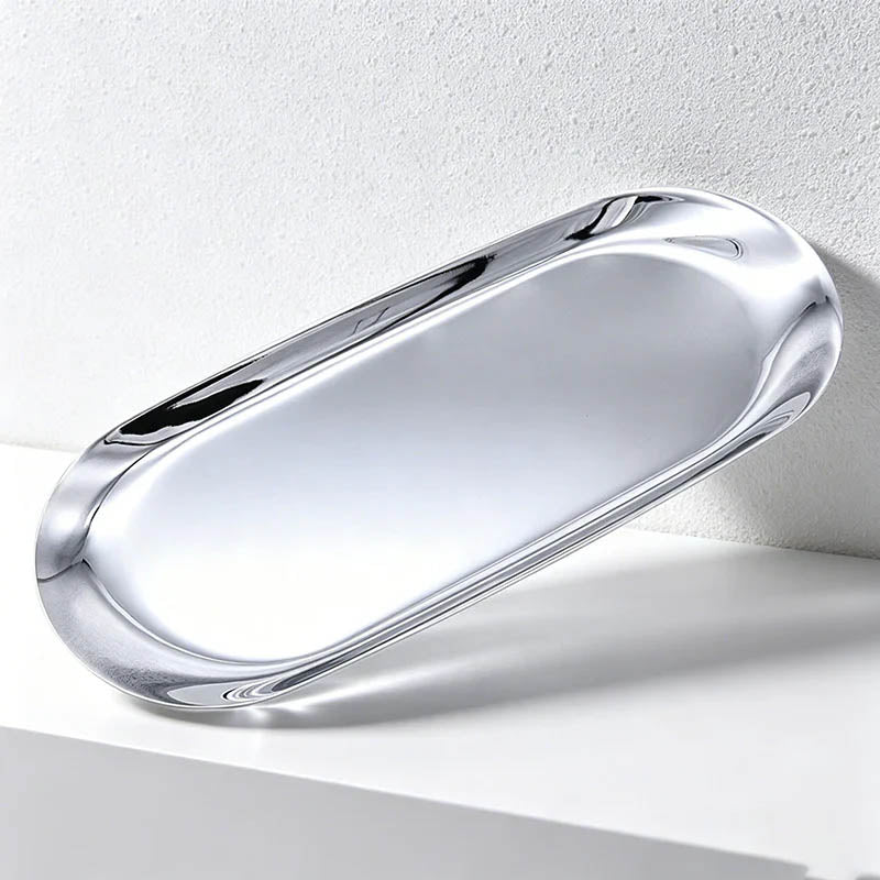 Solid Color Metal Tray Plates- Stainless Steel Plate for Home Decor