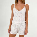 CouldNook Cute Print Cami Top & Shorts Pajama Set - Lace Trim Loungewear