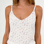 CouldNook Cute Print Cami Top & Shorts Pajama Set - Lace Trim Loungewear