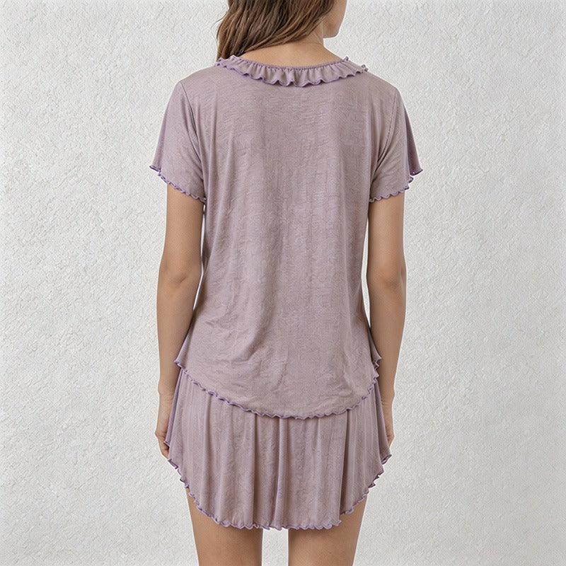 CouldNook Lace Trim Cami-Style Pajama Set - With Built-in Bra
