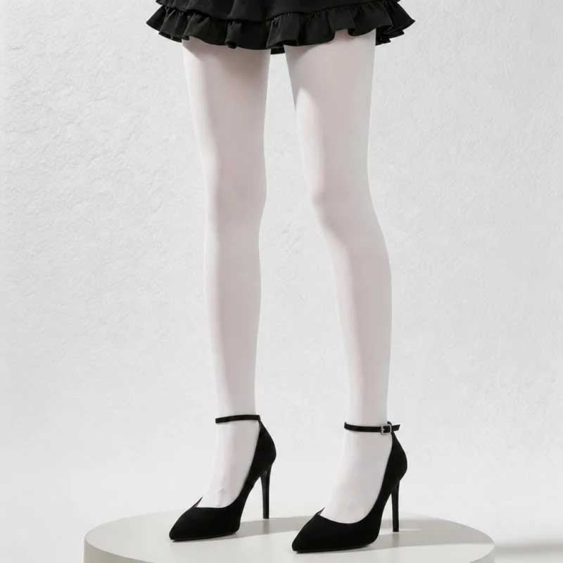 CouldNook 120D Opaque Tights - Anime-Style White Sheer Tights