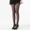 CouldNook Heart Pattern Fishnet Tights - Sexy Hollow Mesh Stockings