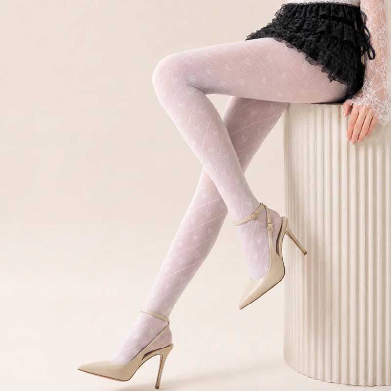 CouldNook Heart Pattern Fishnet Tights - Sexy Hollow Mesh Stockings