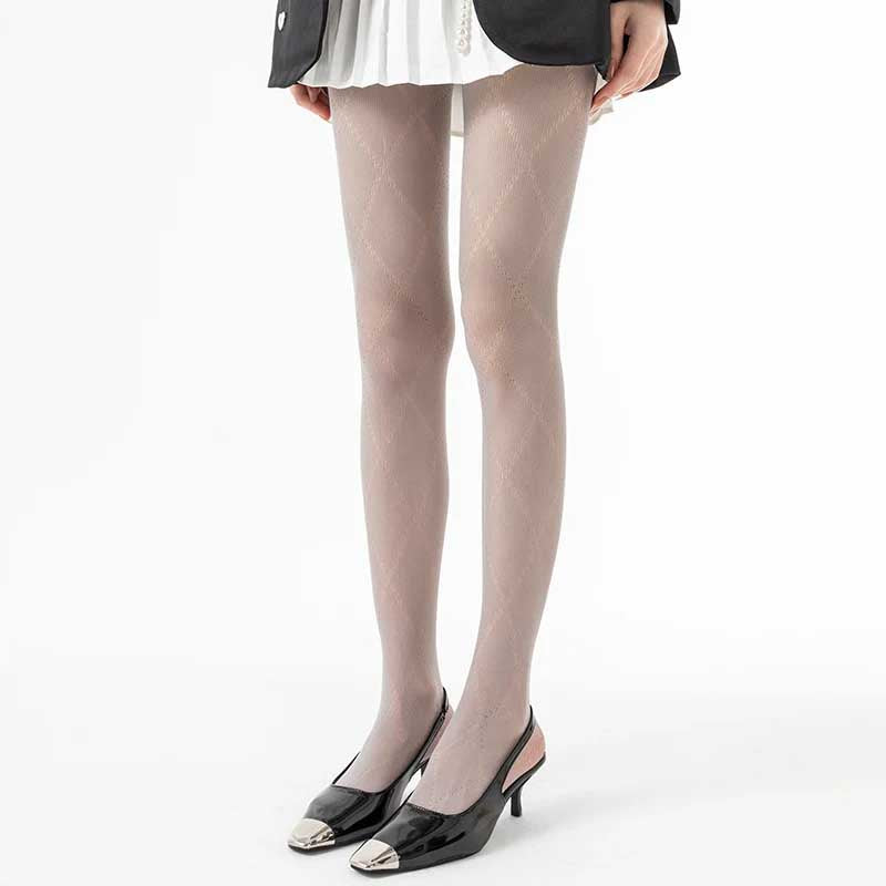 CouldNook Diamond Pattern Hollow Knit Tights - Sheer Stockings