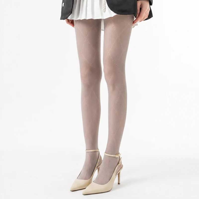 CouldNook Diamond Pattern Hollow Knit Tights - Sheer Stockings