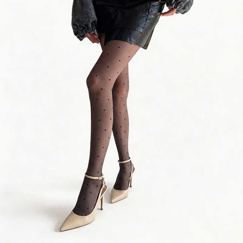 CouldNook Polka Dot Pattern Sheer Tights - Sweet See-Through Stockings