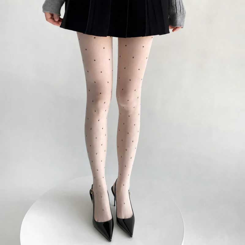 CouldNook Polka Dot Pattern Sheer Tights - Sweet See-Through Stockings