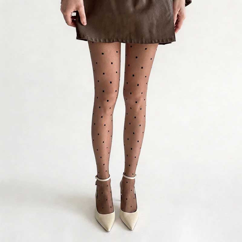 CouldNook Polka Dot Pattern Sheer Tights - Sweet See-Through Stockings