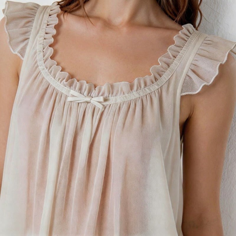 CouldNook Princess Style Chiffon & Modal Cami & Bloomers Pajama Set - Sweet Loungewear