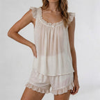 CouldNook Princess Style Chiffon & Modal Cami & Bloomers Pajama Set - Sweet Loungewear