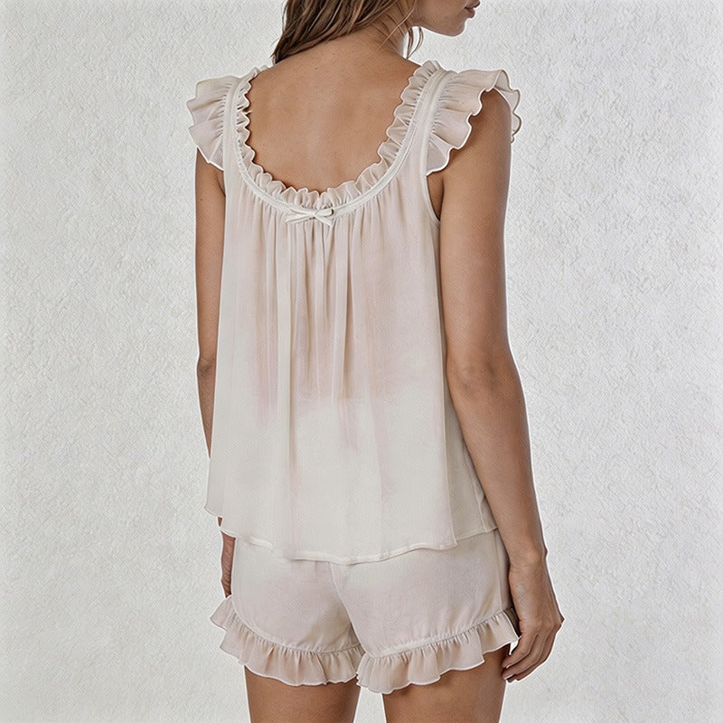 CouldNook Princess Style Chiffon & Modal Cami & Bloomers Pajama Set - Sweet Loungewear