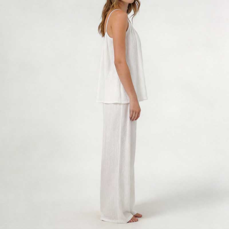 CouldNook French Jacquard Cami & Pants Pajama Set - White Loungewear