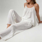 CouldNook French Jacquard Cami & Pants Pajama Set - White Loungewear