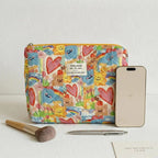 CouldNook Vibrant Quilted Makeup Bag - "Spring Doodle" Aesthetic Travel Pouch