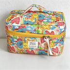 CouldNook Vibrant Quilted Makeup Bag - "Spring Doodle" Aesthetic Travel Pouch