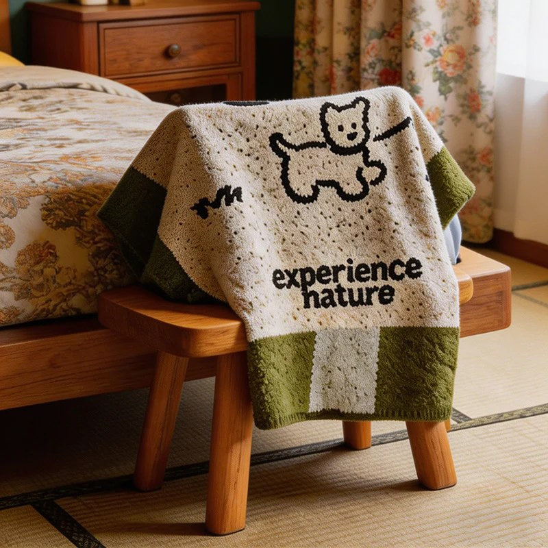 CouldNook "Natural Puppy" Fluffy Throw Blanket - Kawaii Baby-Safe Fleece Nap Blanket