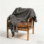CouldNook Nordic Waffle Knit Throw - Cozy Pom-Pom Sofa Blanket & Bed Runner