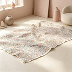 Bohemian Beige Floral Tassel Tablecloth & Picnic Blanket - Dual-Use Outdoor Mat