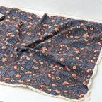 Bohemian Black Floral & Bird Print Tassel Tablecloth & Picnic Blanket - Dual-Use Outdoor Mat