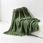 Diamond Knit Tassel Throw Blanket - Multi-Color Cozy Bed & Sofa Cover