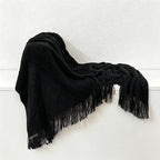Diamond Knit Tassel Throw Blanket - Multi-Color Cozy Bed & Sofa Cover