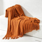 Diamond Knit Tassel Throw Blanket - Multi-Color Cozy Bed & Sofa Cover