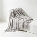 Diamond Knit Tassel Throw Blanket - Multi-Color Cozy Bed & Sofa Cover