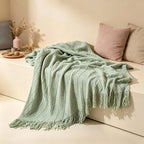 Diamond Knit Tassel Throw Blanket - Multi-Color Cozy Bed & Sofa Cover