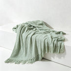 Diamond Knit Tassel Throw Blanket - Multi-Color Cozy Bed & Sofa Cover