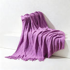 Diamond Knit Tassel Throw Blanket - Multi-Color Cozy Bed & Sofa Cover