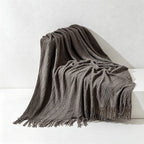 Diamond Knit Tassel Throw Blanket - Multi-Color Cozy Bed & Sofa Cover
