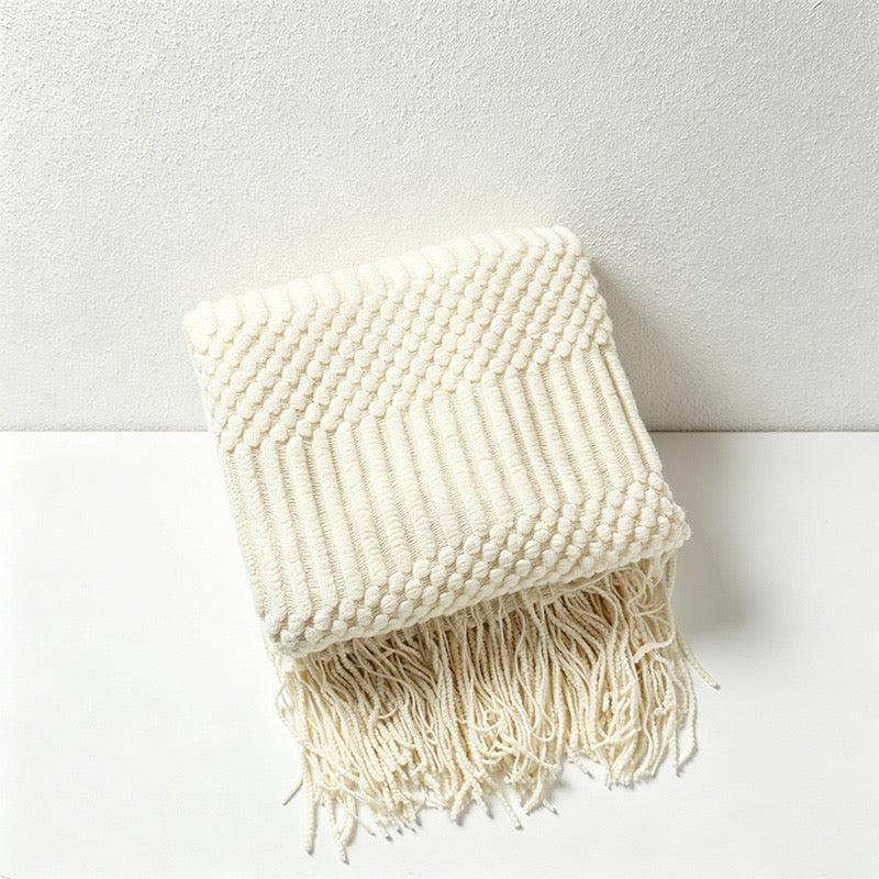 Bohemian Textured Knit Tassel Throw Blanket - Multi-Color Sofa & Bed Cover