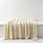Bohemian Textured Knit Tassel Throw Blanket - Multi-Color Sofa & Bed Cover
