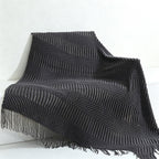 Bohemian Textured Knit Tassel Throw Blanket - Multi-Color Sofa & Bed Cover