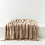 Bohemian Textured Knit Tassel Throw Blanket - Multi-Color Sofa & Bed Cover