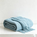 Bohemian Textured Knit Tassel Throw Blanket - Multi-Color Sofa & Bed Cover