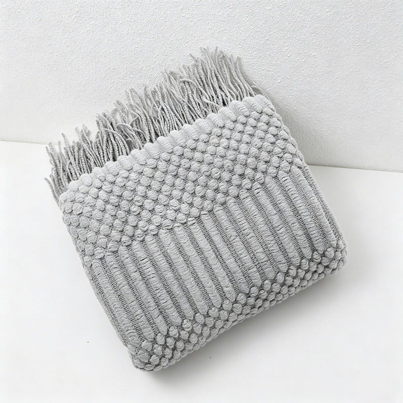 Bohemian Textured Knit Tassel Throw Blanket - Multi-Color Sofa & Bed Cover