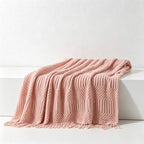 Bohemian Textured Knit Tassel Throw Blanket - Multi-Color Sofa & Bed Cover