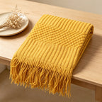 Bohemian Textured Knit Tassel Throw Blanket - Multi-Color Sofa & Bed Cover